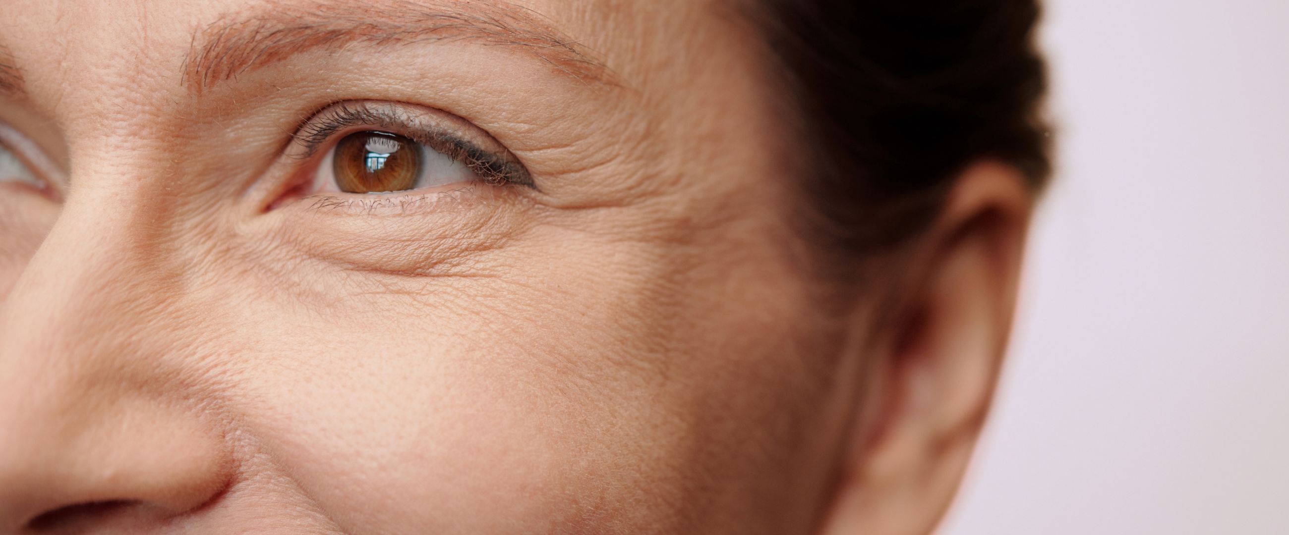 close up of fine lines and wrinkles on face